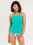 Mint Cinch-Neck Tankini Top