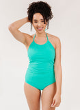 Mint Cinch-Neck Tankini Top