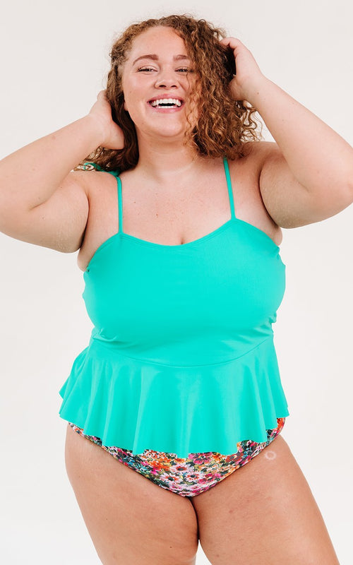 Mint Classic Peplum Tankini Top