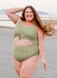 Moss Gingham Knotted One-Piece