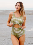 Moss Gingham Knotted One-Piece