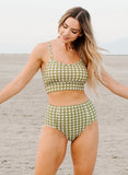 Moss Gingham High-Waist Bottom