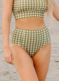 Moss Gingham High-Waist Bottom