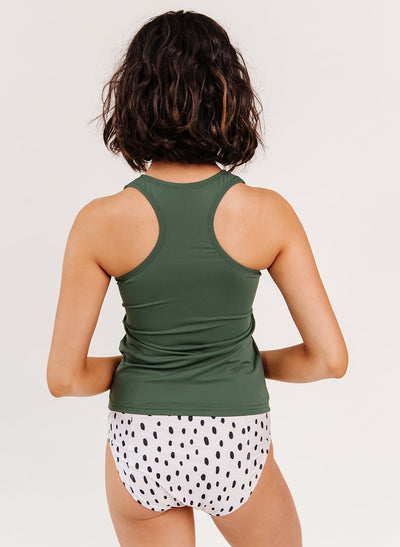 Olive Racer-Back Tankini Top - XXS