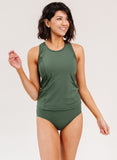Olive Racer-Back Tankini Top