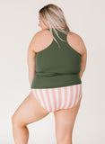 Olive Racer-Back Tankini Top