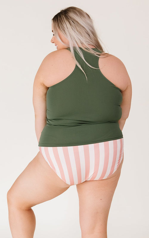 Olive Racer-Back Tankini Top