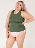 Olive Racer-Back Tankini Top
