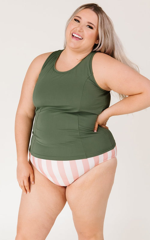 Olive Racer-Back Tankini Top