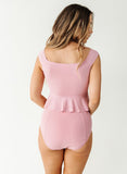 Orchid Cap-Sleeve Peplum