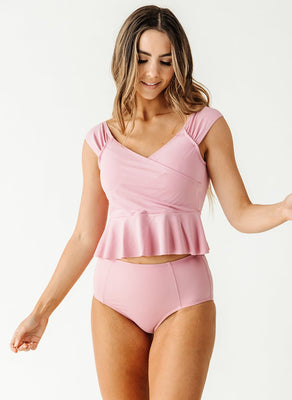 Orchid Cap-Sleeve Peplum