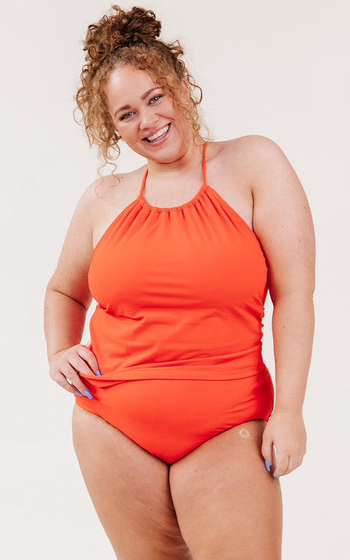Persimmon Cinch-Neck Tankini Top