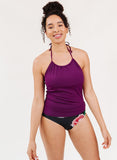 Plum Cinch-Neck Tankini Top