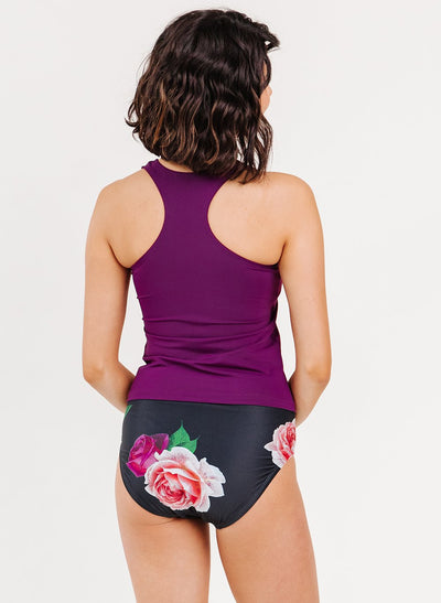Plum Racer-Back Tankini Top - XXS