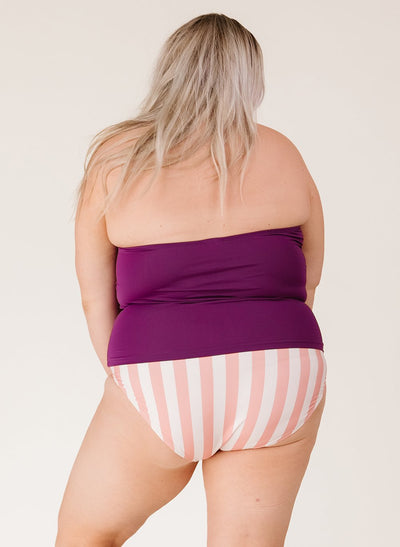 Plum Cinch-Neck Tankini Top - XXS
