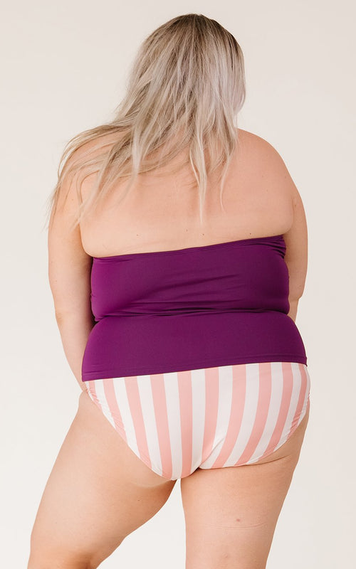 Plum Cinch-Neck Tankini Top