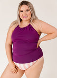 Plum Cinch-Neck Tankini Top