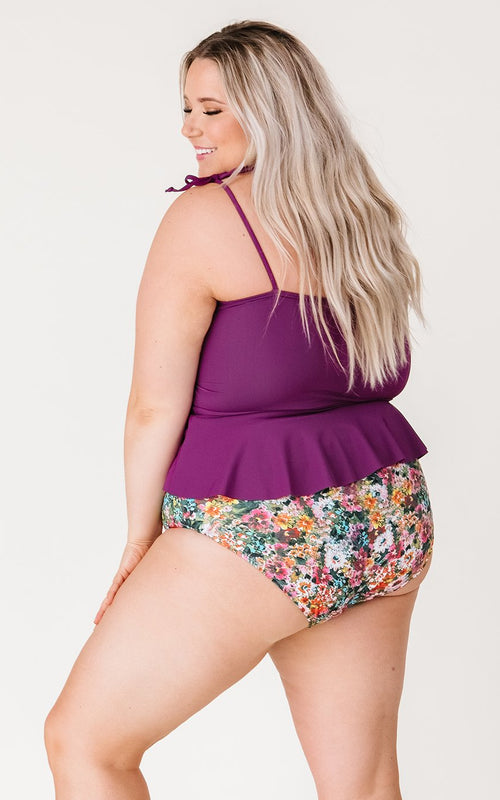 Plum Classic Peplum Tankini Top