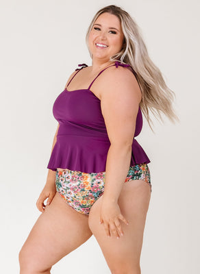 Plum Classic Peplum Tankini Top
