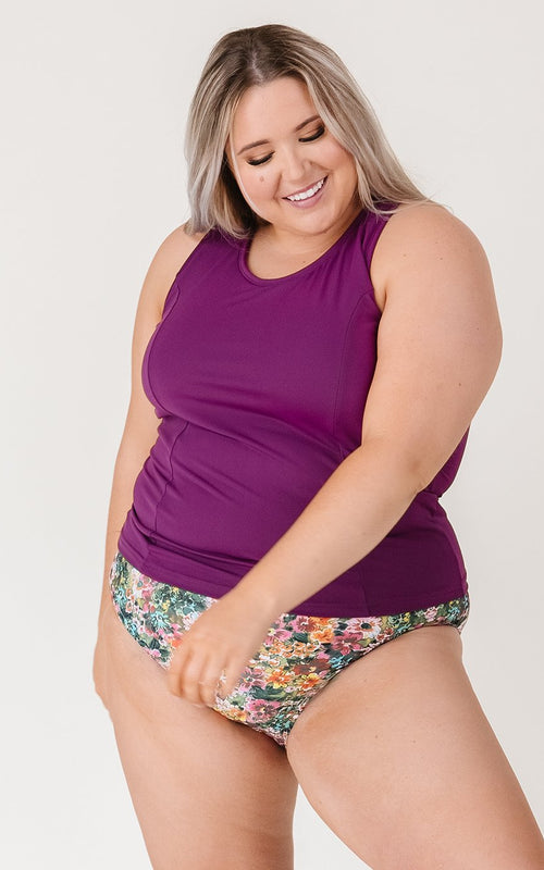 Plum Racer-Back Tankini Top