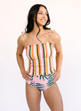 Rainbow Stripe Smock Crop Top