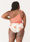 Rust Gingham One-Shoulder Tankini Top