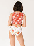 Rust Gingham Knotted Crop