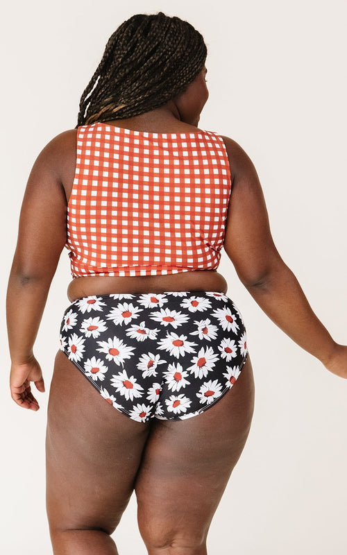 Rust Gingham Knotted Crop