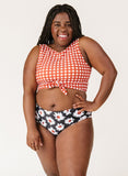 Rust Gingham Knotted Crop