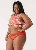 Rust Gingham Knotted Crop