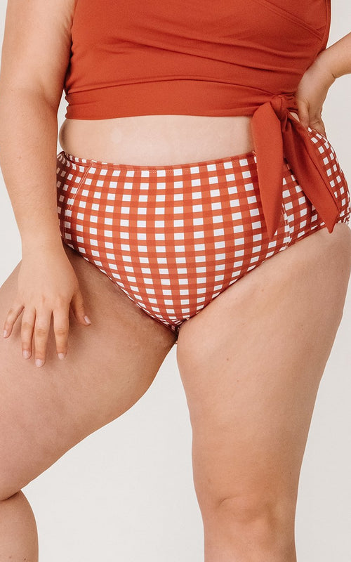 Rust Gingham High-Waist Bottom