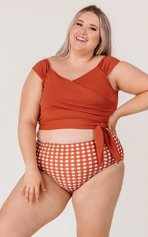 Rust Gingham High-Waist Bottom