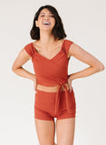 Rust Cap Sleeve Crop