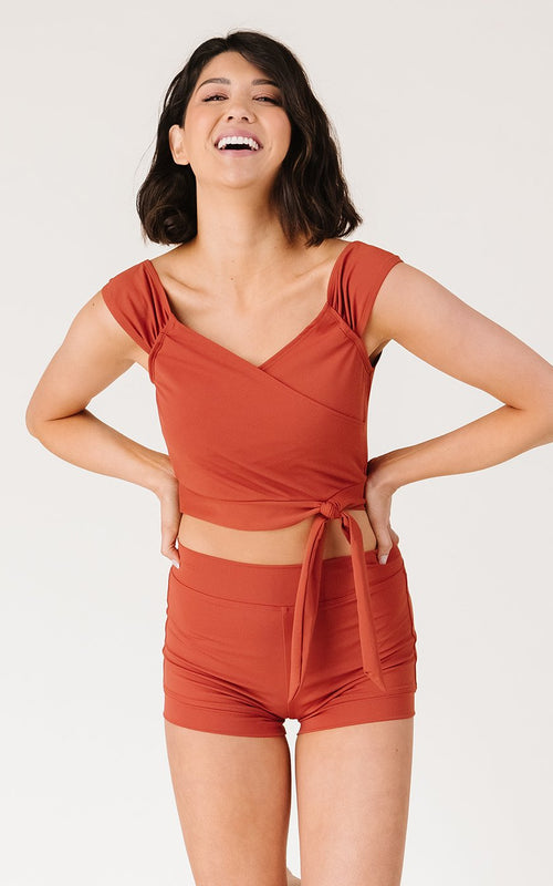 Rust Cap Sleeve Crop