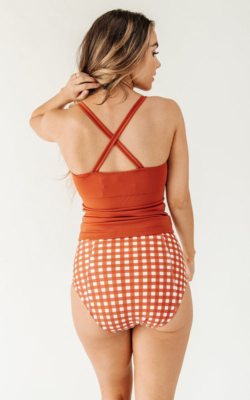 Rust High-Neck Tankini