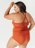 Rust High-Neck Tankini