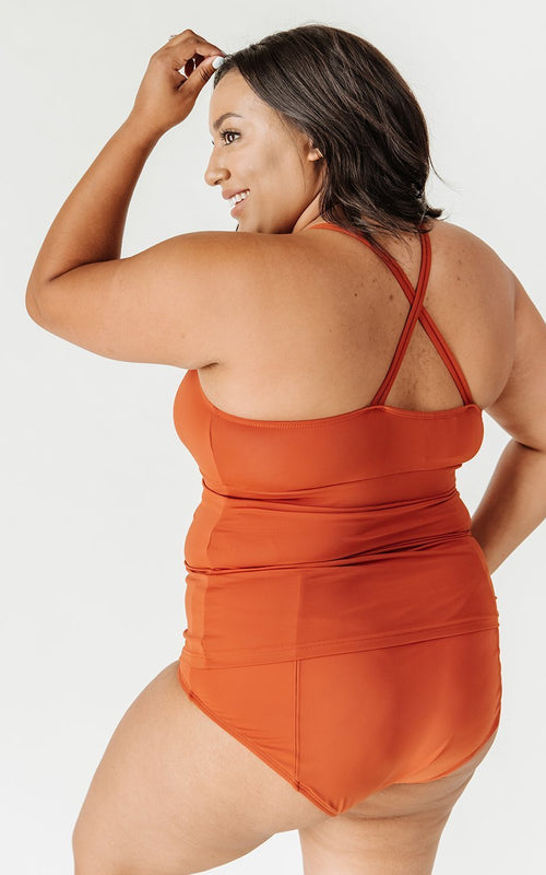 Rust High-Neck Tankini