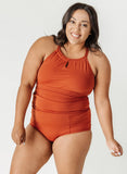Rust High-Neck Tankini