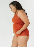 Rust High-Neck Tankini