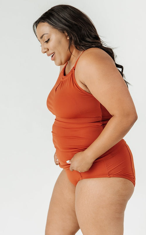 Rust High-Neck Tankini