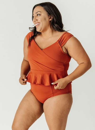 Rust Cap Sleeve Peplum - XXS