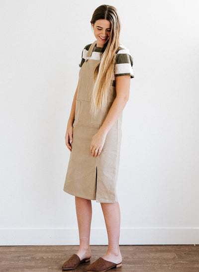 Tan Overall Dress - SMALL